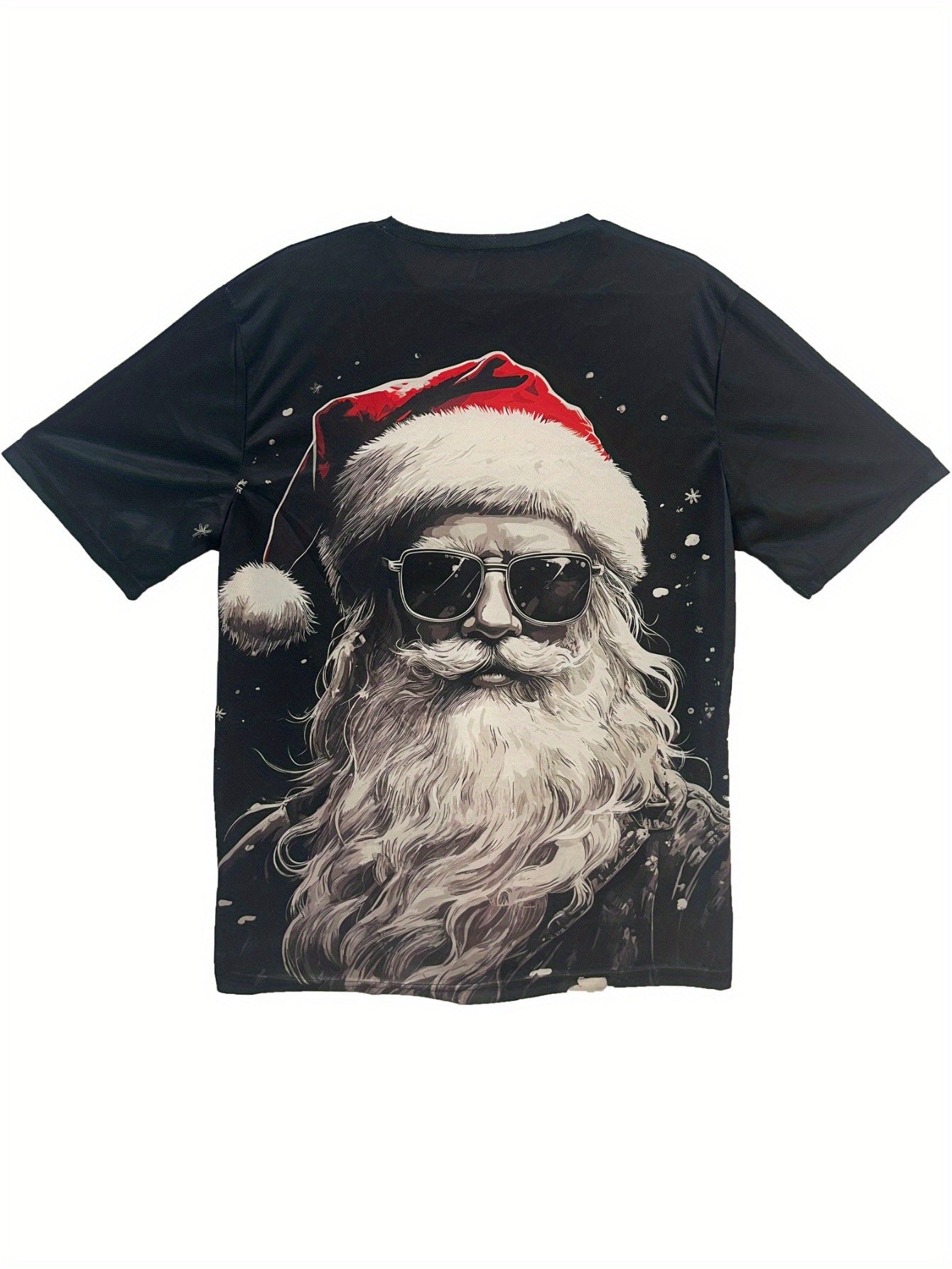 Christmas Santa Claus Print T-shirt, Men's Casual Street Style Stretch Round Neck Tee Shirt For Summer